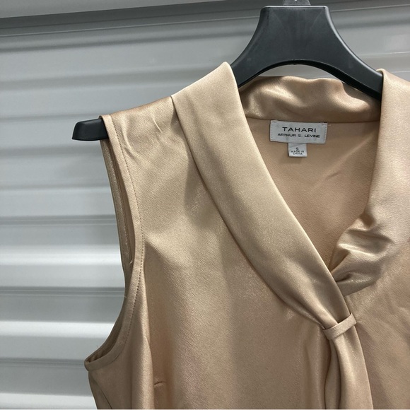 Tahari ASL Gold Tie-Front Sleeveless Blouse - Picture 3 of 11